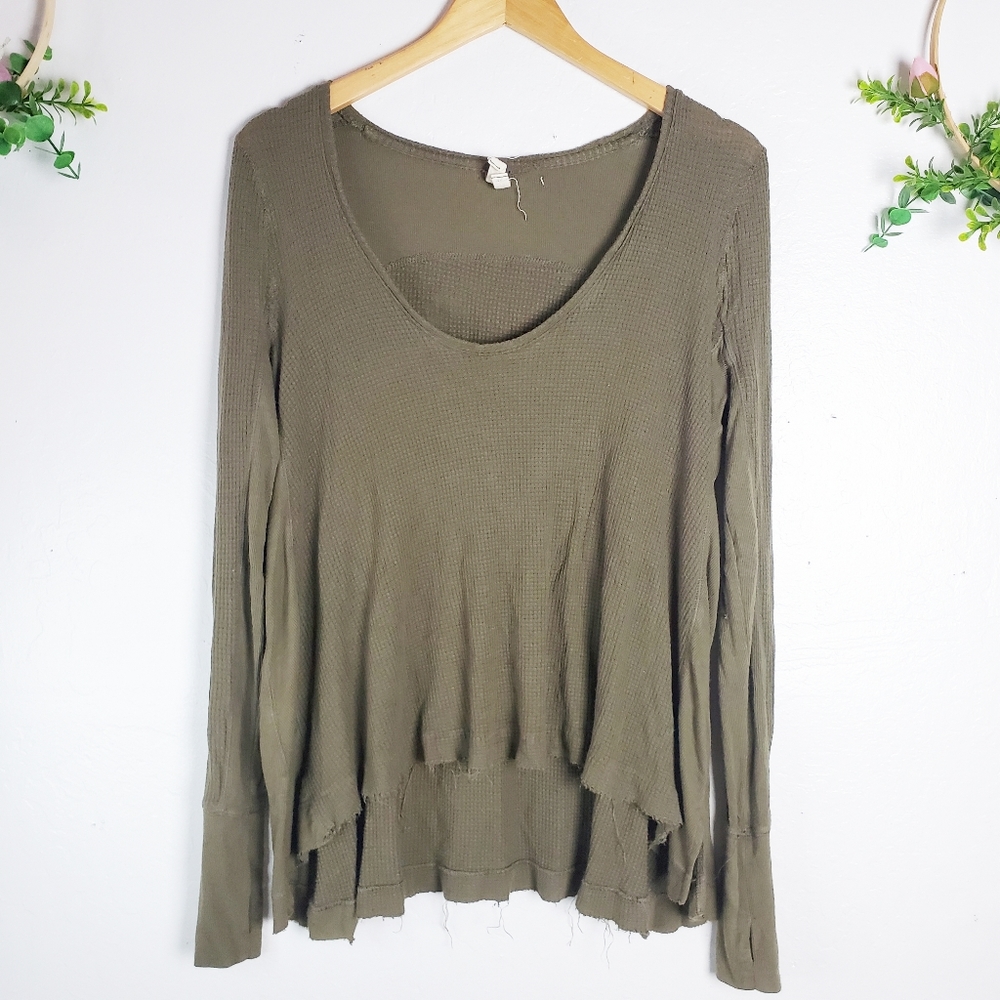 WE THE FREE green thermal oversized top XS